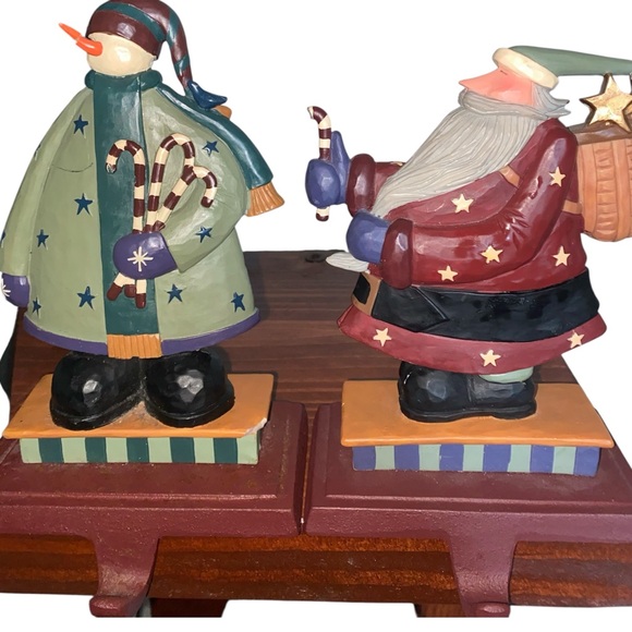 2 RETIRED WILLIRAYE STUDIO CHRISTMAS FOLK ART 103 and 101 Stocking Holders 8”H - Picture 1 of 14
